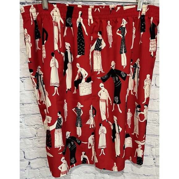 Susan Graver Style Skirt Women’s Black Red People Print Pull On Plus Size 2X - Picture 2 of 5
